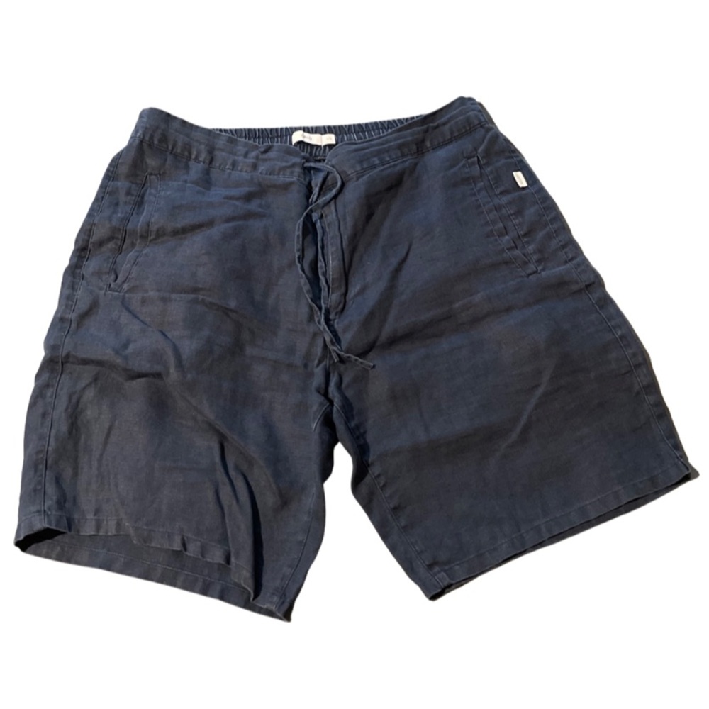 Onia Navy line straw string shorts in L